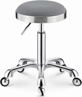 Round Rolling Stool w/Wheels Adjustable Height Swivel Salon Hairdressing Makeup Stool Work Shop Stool Chair Heavy Duty Load-Bearing 150KG (Pink) (Grey)