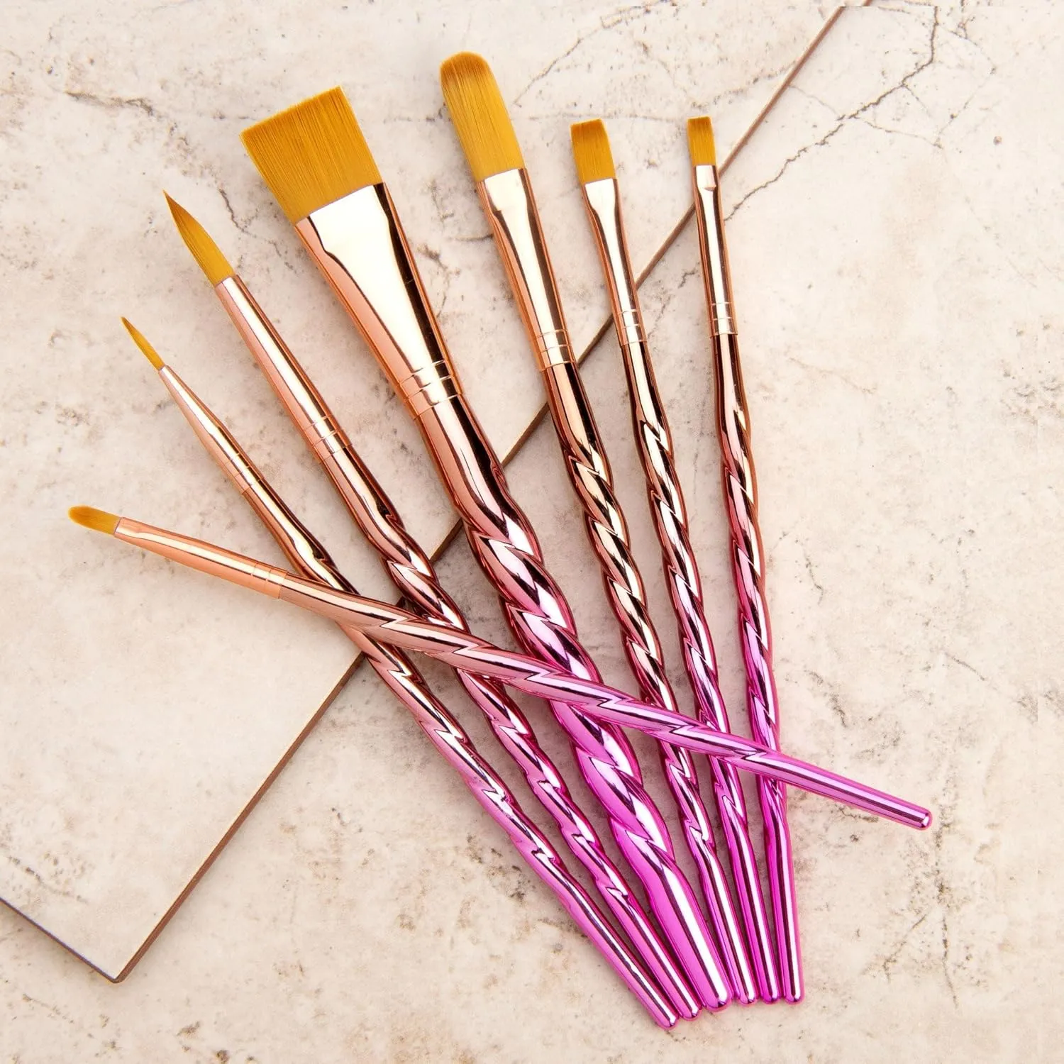 Royal & Langnickel Mythos, 7pc Unicorn Variety Craft Brush Set for All Painting Mediums, Includes - Filbert, Shader, Oval Wash, Round & Wash Brushes
