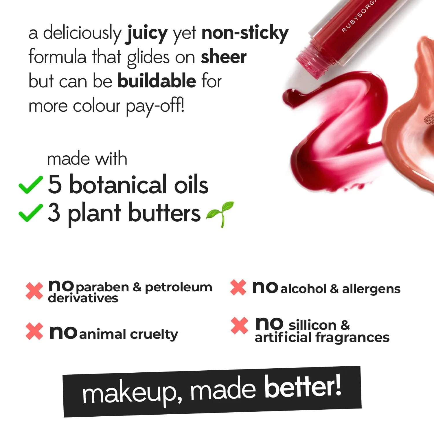 RUBY'S ORGANICS Lip Gloss for Women, Lip Balm for Girls, Hydrating, Non Sticky & Non Drying Formula, Long Lasting, Natural Organic Lip Makeup, Paraben Free -Sangria, 6.5ml