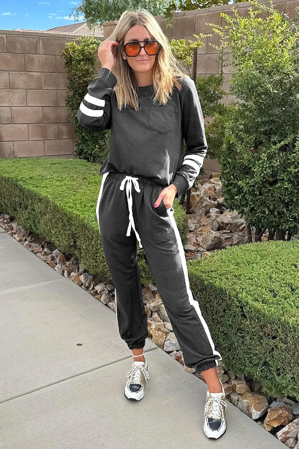 RUBZOOF Lounge Sets for Women 2 Piece Casual Travel Sweatsuits Outfits Loungewear Matching Sets Women Clothing S-3XL