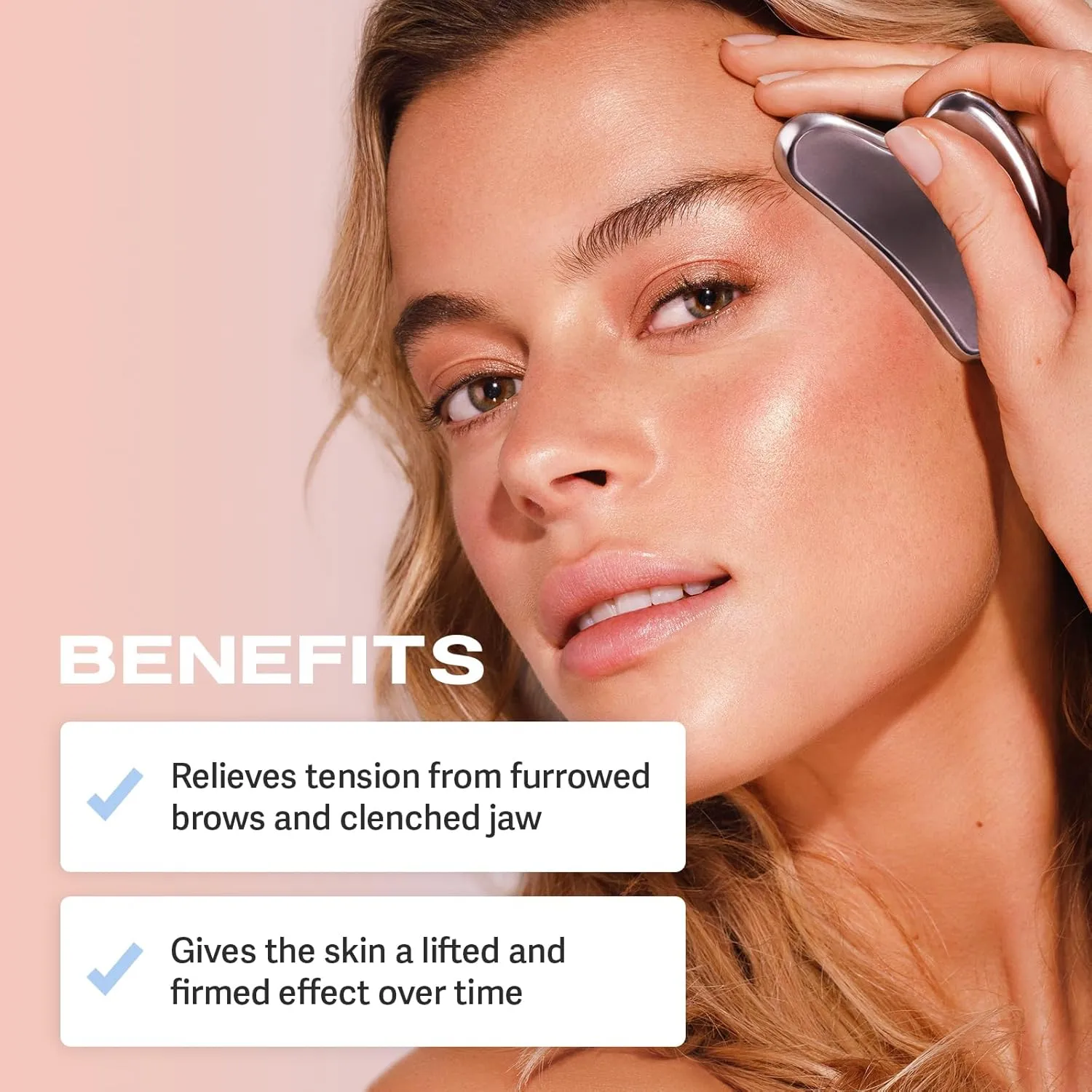 Sacheu Gua Sha Facial Tools Stainless Steel Muscle Scraper Bundle — Metal Face Roller & Gua Sha for Enhanced Lymphatic Drainage, Metal Face Sculpting Tool With Travel Pouch