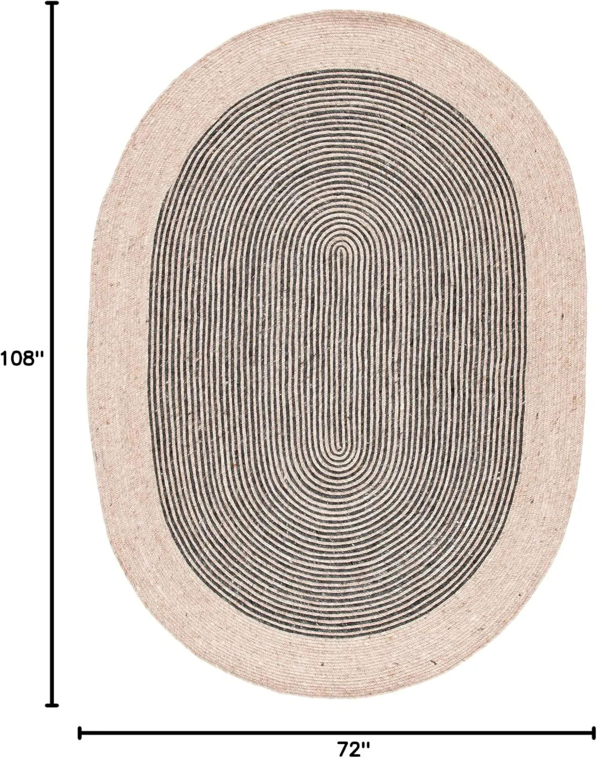 SAFAVIEH Braided Collection 6' x 9' Oval Beige/Black BRD904B Handmade Country Cottage Reversible Wool Entryway Foyer Living Room Bedroom Kitchen Area Rug
