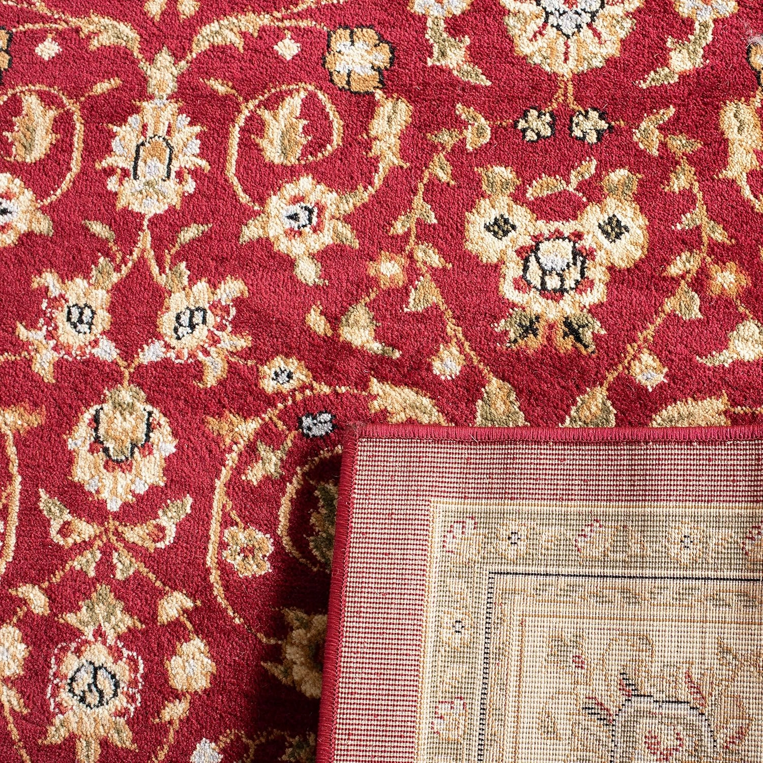 SAFAVIEH Lyndhurst Collection Area Rug - 5'3" x 7'6", Red & Ivory, Traditional Oriental Design, Non-Shedding & Easy Care, Ideal for High Traffic Areas in Living Room, Bedroom (LNH312A)