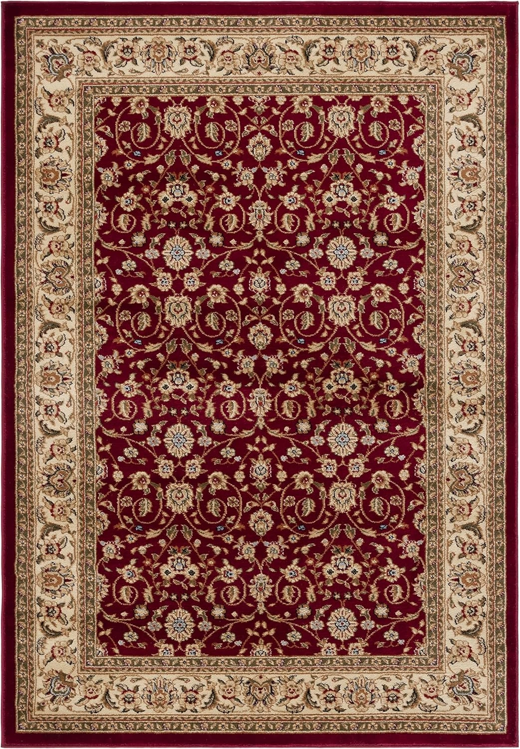 SAFAVIEH Lyndhurst Collection Area Rug - 5'3" x 7'6", Red & Ivory, Traditional Oriental Design, Non-Shedding & Easy Care, Ideal for High Traffic Areas in Living Room, Bedroom (LNH312A)