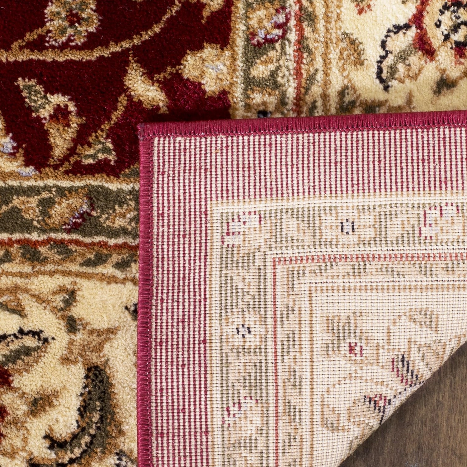 SAFAVIEH Lyndhurst Collection Area Rug - 5'3" x 7'6", Red & Ivory, Traditional Oriental Design, Non-Shedding & Easy Care, Ideal for High Traffic Areas in Living Room, Bedroom (LNH312A)