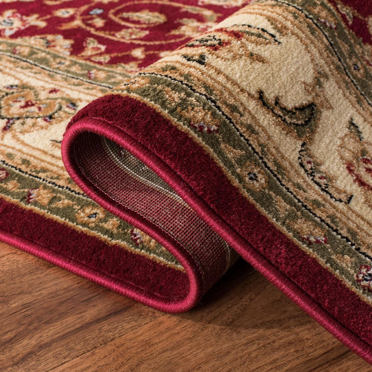 SAFAVIEH Lyndhurst Collection Area Rug - 5'3" x 7'6", Red & Ivory, Traditional Oriental Design, Non-Shedding & Easy Care, Ideal for High Traffic Areas in Living Room, Bedroom (LNH312A)