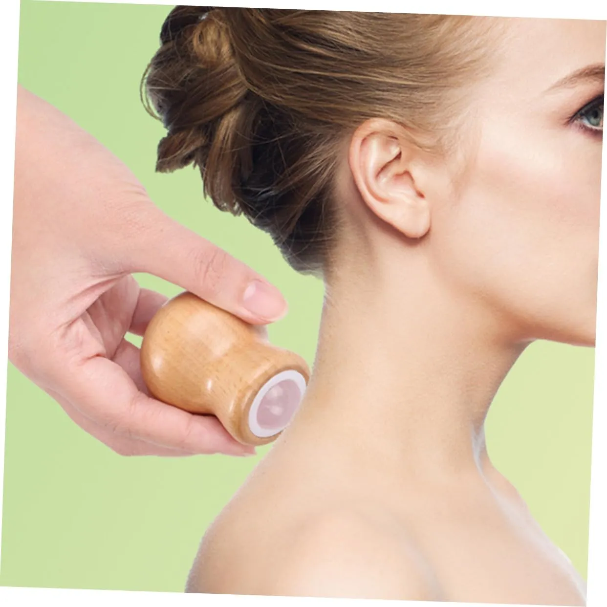 SAFIGLE 2pcs Portable Face Roller Jade Roller for Face Eye for Muscle Relief Wooden Handle for Beauty Relaxation