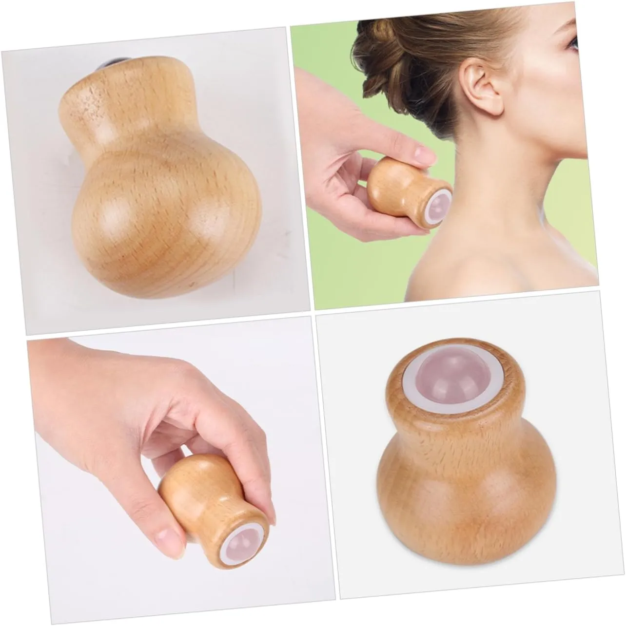 SAFIGLE 2pcs Portable Face Roller Jade Roller for Face Eye for Muscle Relief Wooden Handle for Beauty Relaxation