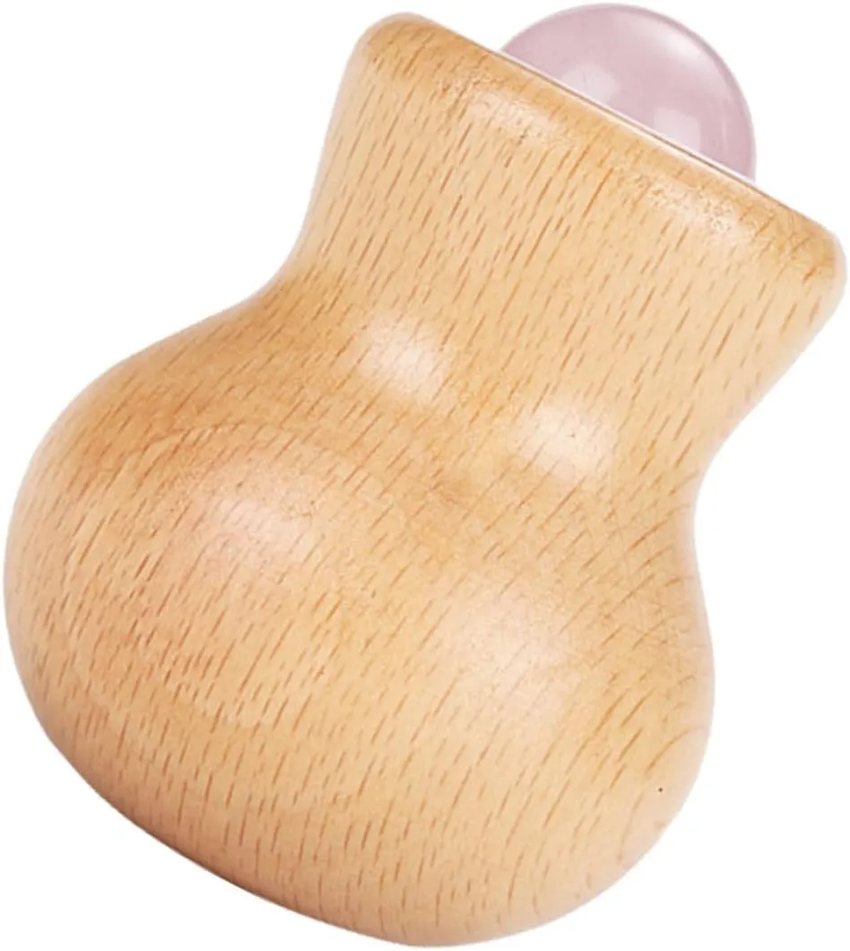 SAFIGLE 2pcs Portable Face Roller Jade Roller for Face Eye for Muscle Relief Wooden Handle for Beauty Relaxation