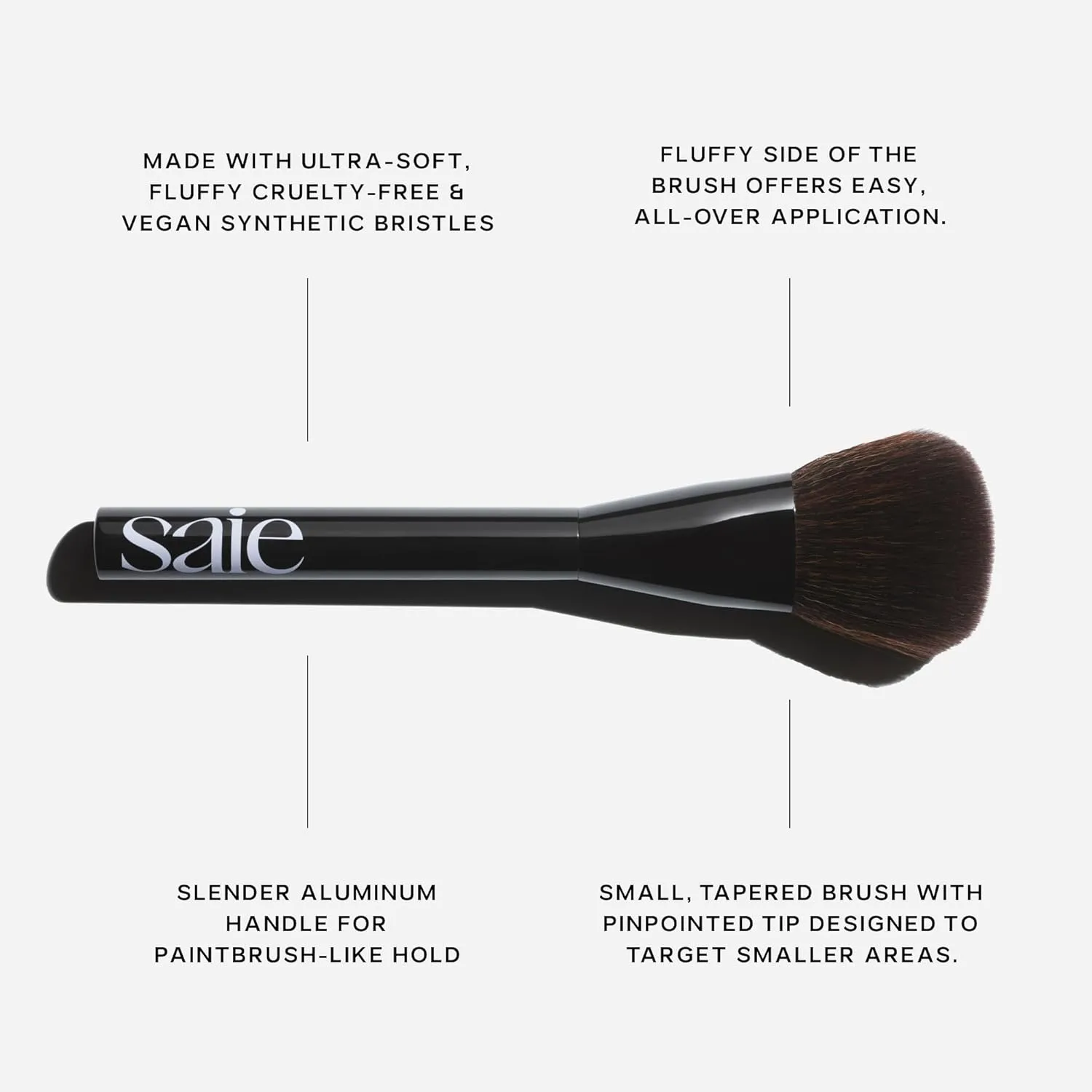 Saie Powder Blush Brush - Fluffy, Tapered Pressed or Loose Powder Brush for Easy Pickup, Diffused Application   Minimal Fallout - Made with Vegan, Cruelty-Free Synthetic Bristles (1 Count)