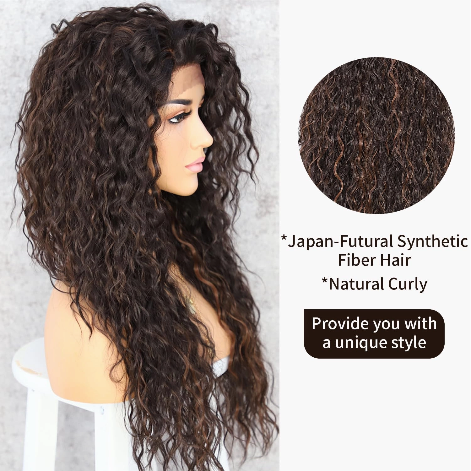 SAPPHIREWIGS Curly Synthetic Lace Front Wigs Kinky Curly Mix Brown Wig for Black Women Heat Resistant Hair Party Daily Makeup Wigs 26inch
