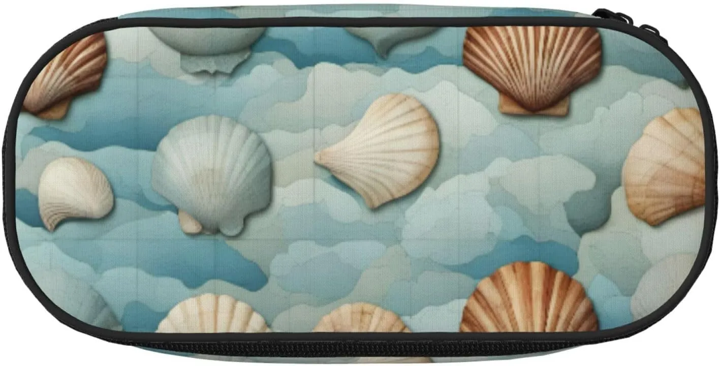 Sea Shell Print Simple rectangle Pen bag Storage case for Office supplies,cosmetics,toiletries