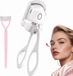 Senlong Heated Eyelash Curler,Electric Heated Lash Curler Rechargeable, 2 Heating Modes with Sensing Heating Silicone Pad, Portable Handheld Makeup Tools for Women（White）