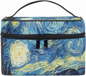 Senya Makeup Bag Square Cosmetic Train Case Van Gogh Starry Sky Portable Travel Toiletry Bag Organizer Accessories Case Tools Case for Beauty Women