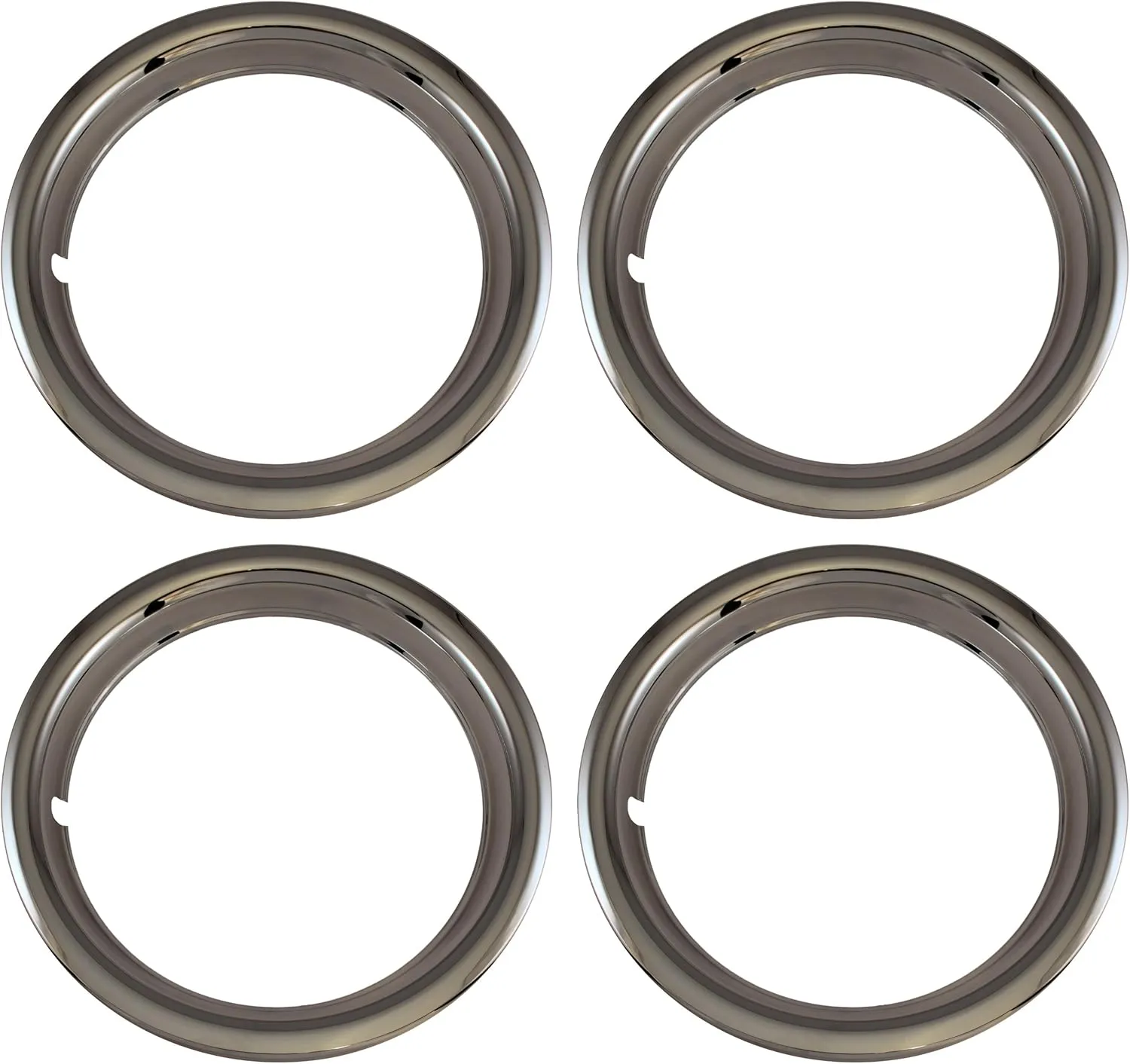 Set of 4 Chrome Plated ABS Plastic 13" Universal 1.75 inch Beauty Trim Rings 13P