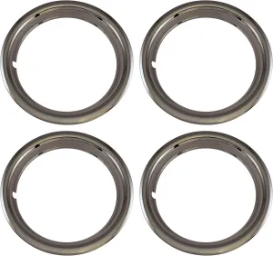 Set of 4 Chrome Plated ABS Plastic 13" Universal 1.75 inch Beauty Trim Rings 13P