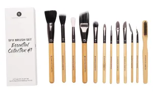 SFX Brush Set, Essential Collection #1, 12 Makeup Brushes with Synthetic Bristles & Natural Bamboo Handles