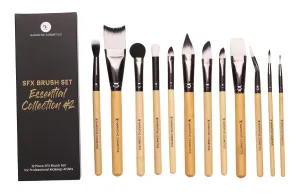 SFX Brush Set, Essential Collection #2, 12 Makeup Brushes with Synthetic Bristles & Natural Bamboo Handles
