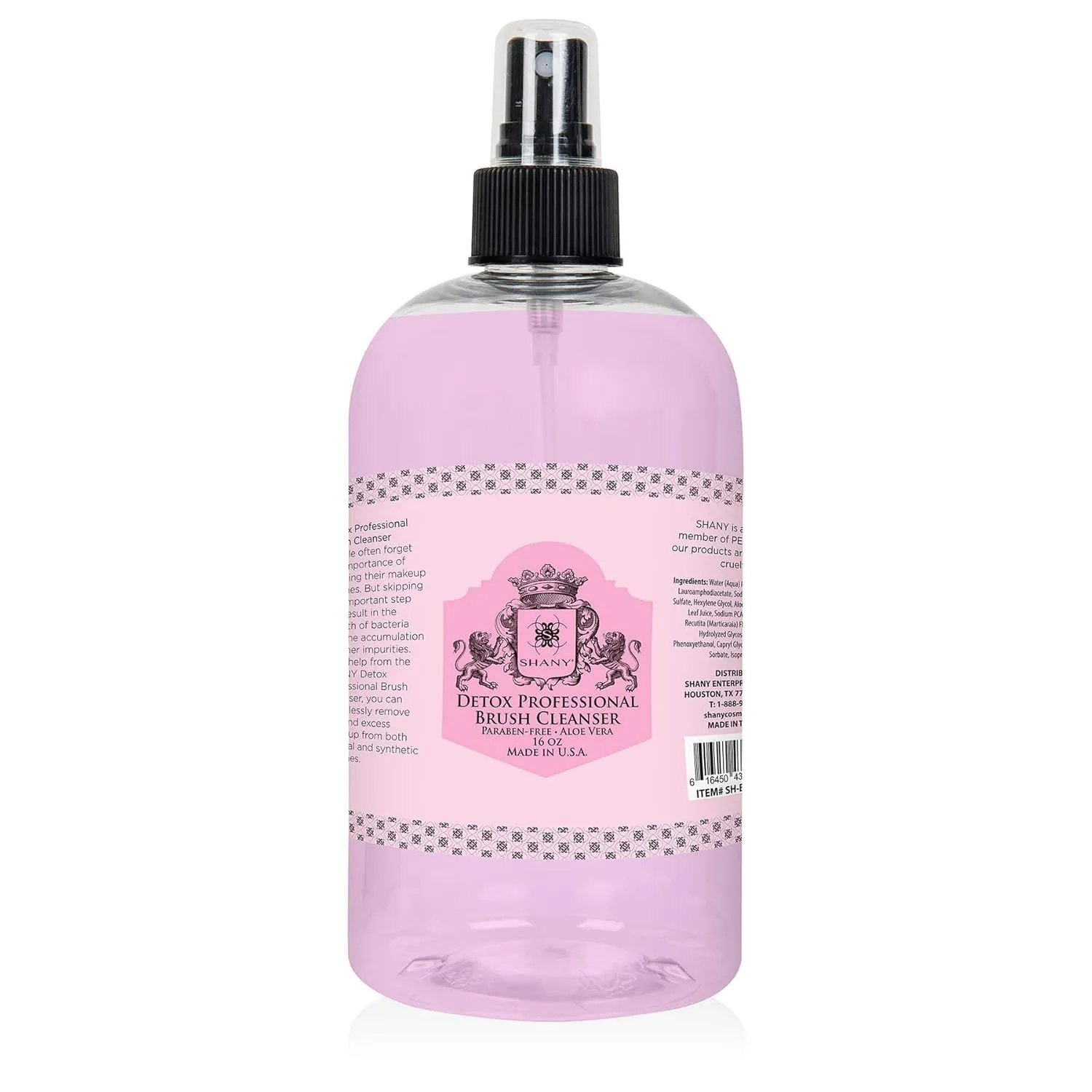 SHANY DETOX Professional Makeup Brush and Sponge Shampoo, Brush Cleanser, Removes dirt, Makeup from brushes and Sponges - Paraben Free, Vegan, Cruelty Free - Instant Dry - 16oz