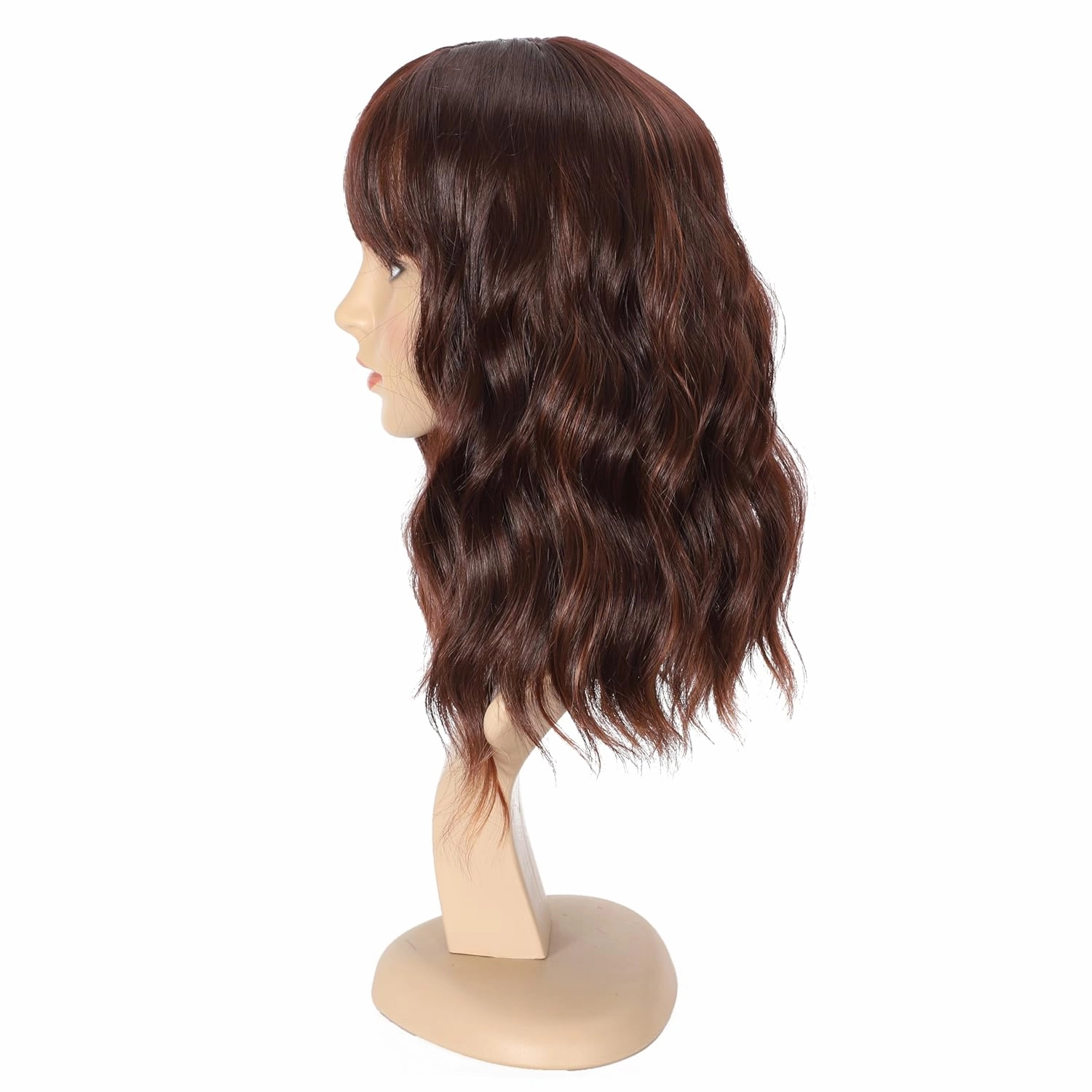 Short Curly Wigs with Bangs for Women 14 Inches Wavy Bob Wig Synthetic Heat Resistant Fiber Wigs