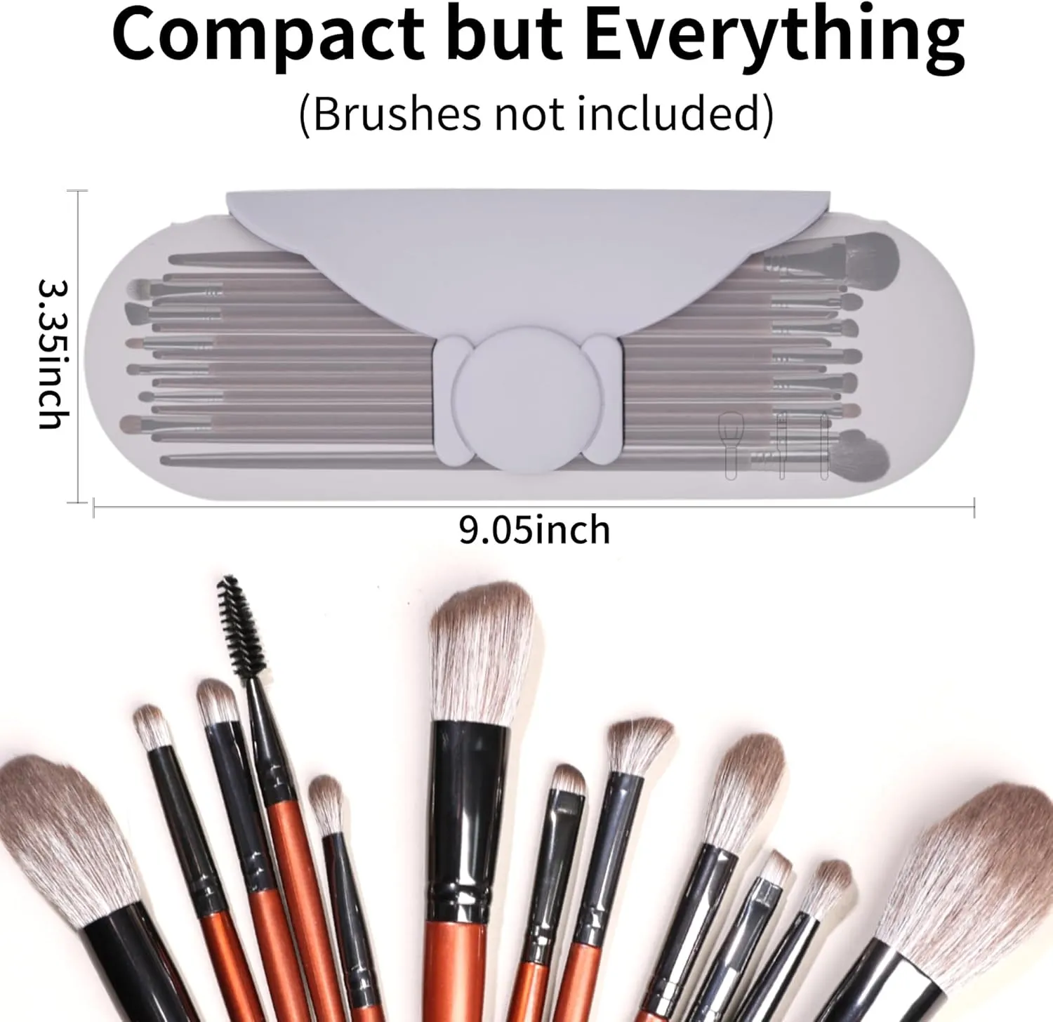 Silicone Makeup Brush Holder with Cleaning Pad - Travel Brush Organizer Case, Magnetic Closure Waterproof Cosmetic Bag for Easy Storage & On-the-Go Cleaning (9.05 Inch)