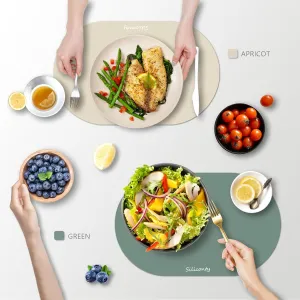 Silicone Placemats, Oval Placemats Set of 4. Heat-Resistant Table Mats, Easy to Clean Siliconty Placemats, Non-Slip Silicone Mats for Table Protection.(4, Bright Yellow)