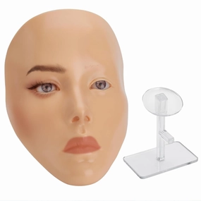 Silicone Makeup Practice 5D Face Board, Reusable Beginners to practice eyesmakeup Face Eyes Silicone False Cosmetologist,Real Person Training Model for Self-Study and Beginners or Makeup Artist Show