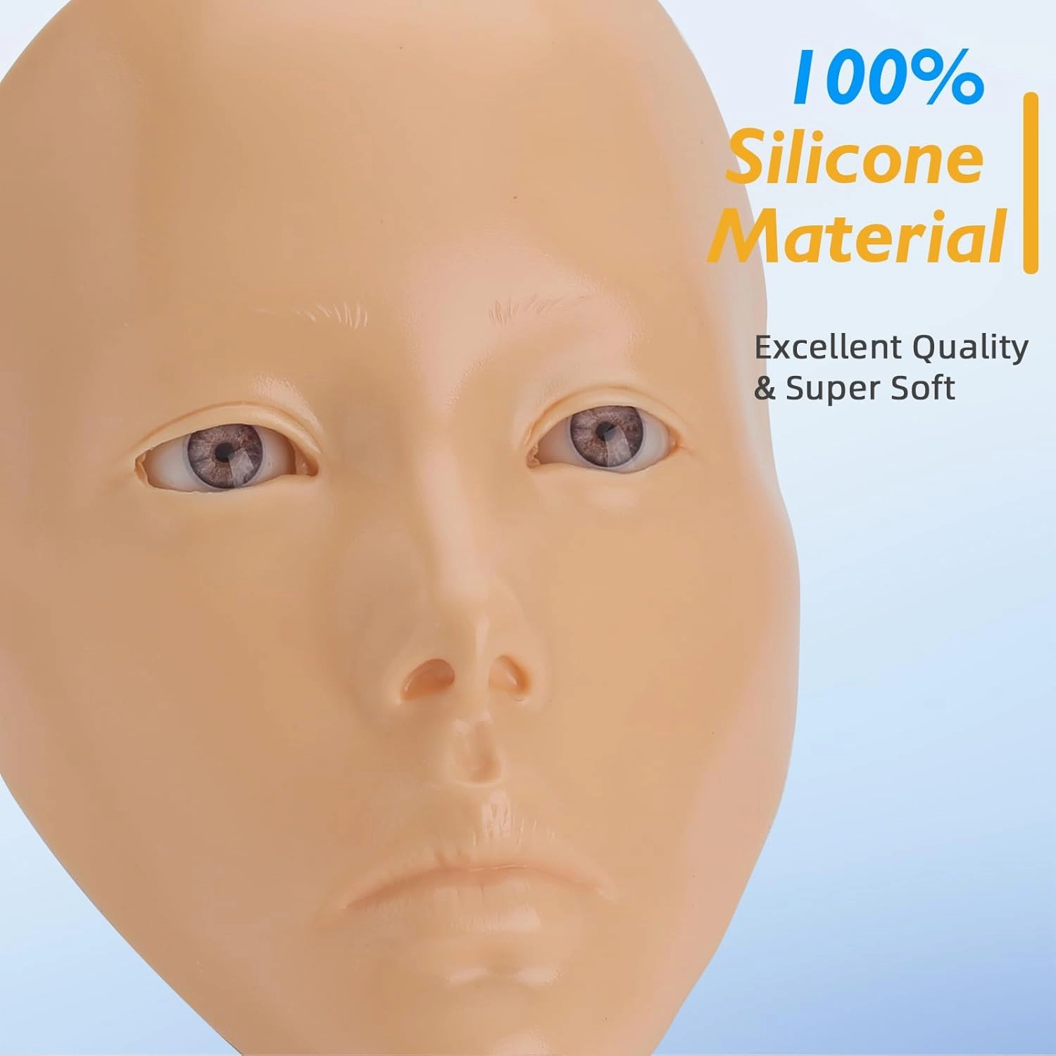 Silicone Makeup Practice 5D Face Board, Reusable Beginners to practice eyesmakeup Face Eyes Silicone False Cosmetologist,Real Person Training Model for Self-Study and Beginners or Makeup Artist Show