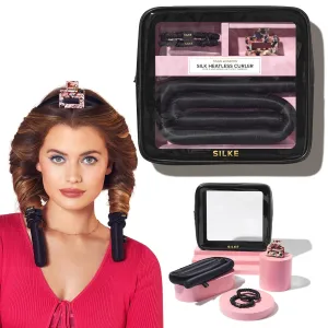 SILKE Heatless Hair Curlers | 100% Luxurious Heatless Curls Headband | Silk Heatless Curlers to Sleep In | No Heat Curlers for Overnight Curls | Heatless Curling Set | Big Bounce, No Effort (Black)