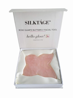 SILKTÁGE Rose Quartz Butterfly Facial Gua Sha Tool