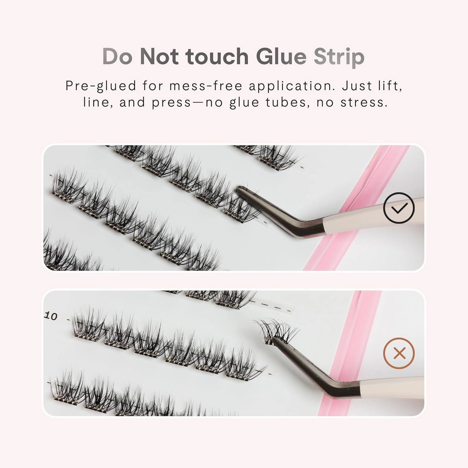 Silly George Single-Size Pop-On Lashes - DIY 1-Step Pre-Glued Faux Eyelash Cluster Kit, Natural Look Extensions, Pack of 24 Individual Clusters, Black - Blush, 12mm