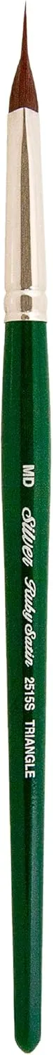 Silver Brush Limited 2515S-MD Ruby Satin Pointed Triangle Paintbrush for Oil, Acrylic, and Heavy Body Paints, Size MD, Short Handle