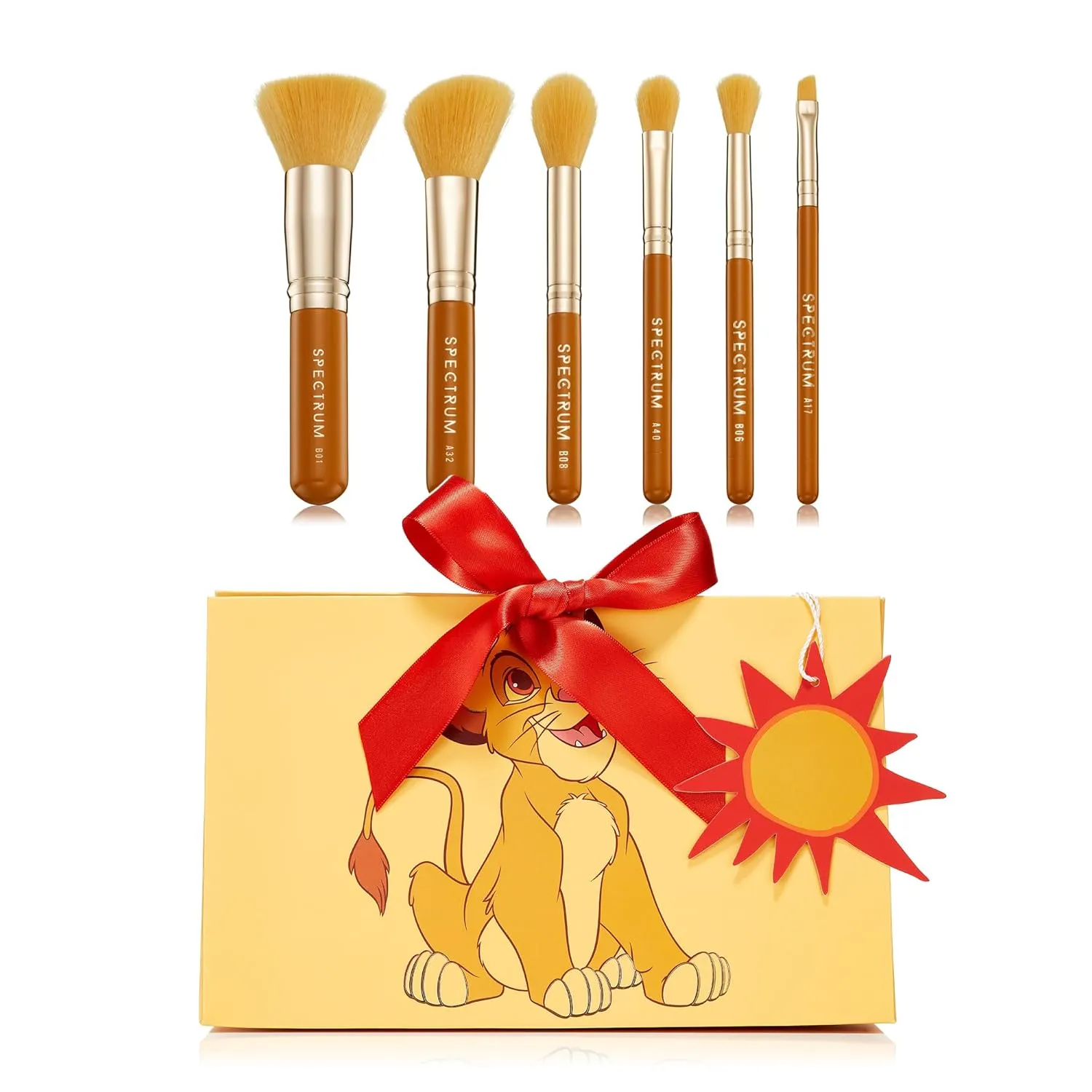 Simba Make Up Brushes, Spectrum Makeup Brushes Set Including Concealer Brush, Eyebrow Brush and Face Brush with Soft Synthetic Bristles, 6 Piece Official Disney Makeup Brush Set