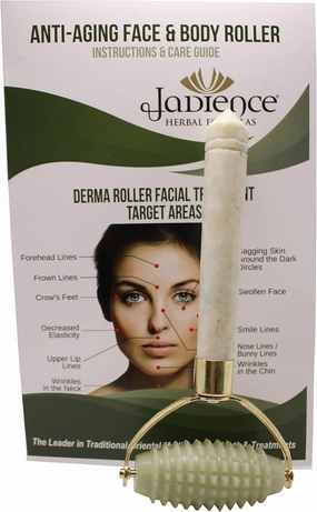 Skin Massage Roller "Jade Stone" for Face & Body: Facial Lines, Neck, Arms, Thighs, Feet | Relaxation & Stress Reduction | Natural Stress Relief Gifts & Anti-Aging Natural Beauty Products by Jadience