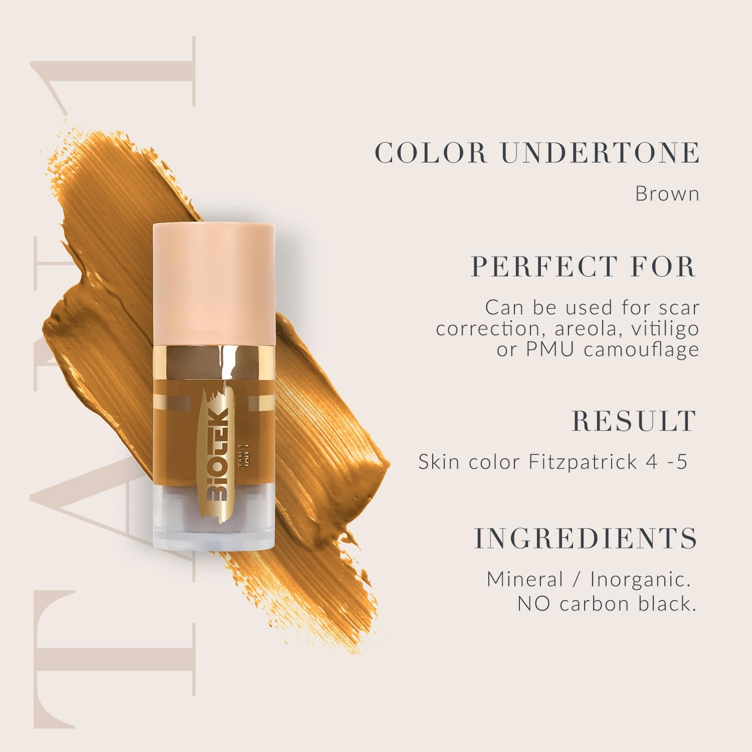Skin Pigment for Permanent Makeup - Made in Italy - Tan 1 0,24 fl.oz.
