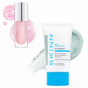 SKINN Dermappeal Exfoliating Facial Scrub & Blush Lip Oil Skincare Bundle