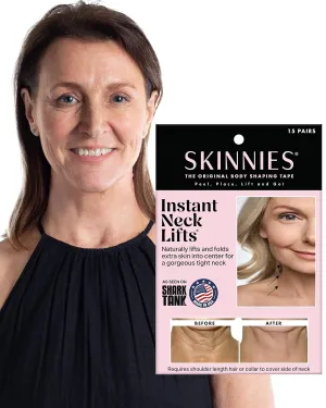 Skinnies Instant Lifts Neck Tape - Patented & Made in USA - Smooths Lines & Tightens Loose Skin for a Youthful Look - Neck Lift Tape Invisible & Undetectable Under Hair - 15 Pairs