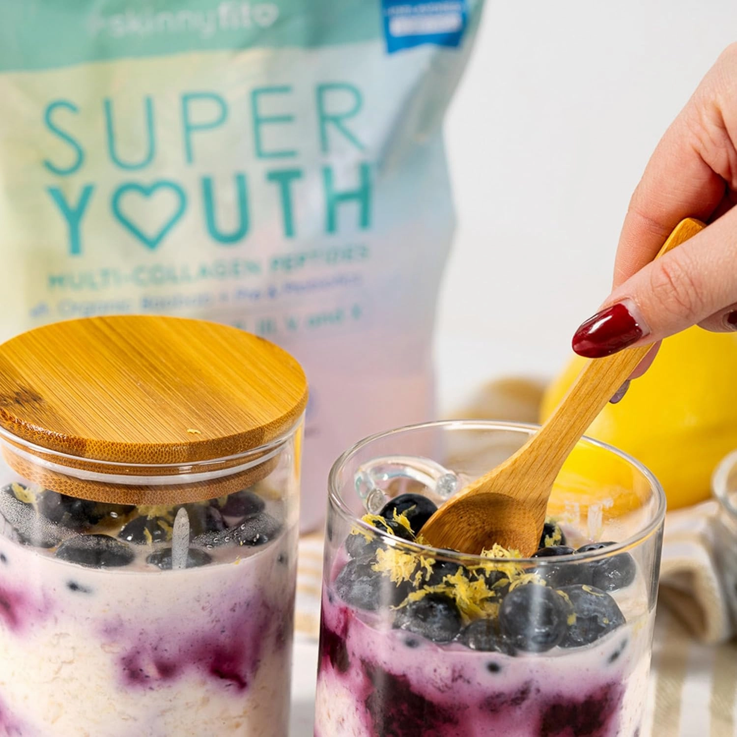SkinnyFit - Super Youth, Unflavored (30 Servings) - Multi Collagen Peptides Powder - Probiotics, Fiber, Hyaluronic Acid - Collagen for Women - Non GMO, Gluten Free, Sugar Free - Beauty & Self Care