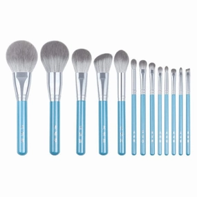Sky Blue Makeup Brush，13 Pcs Beauty Tool Brush Kit with Soft Synthetic Hairs & Wood Handle，Professional Facial Makeup Brushes