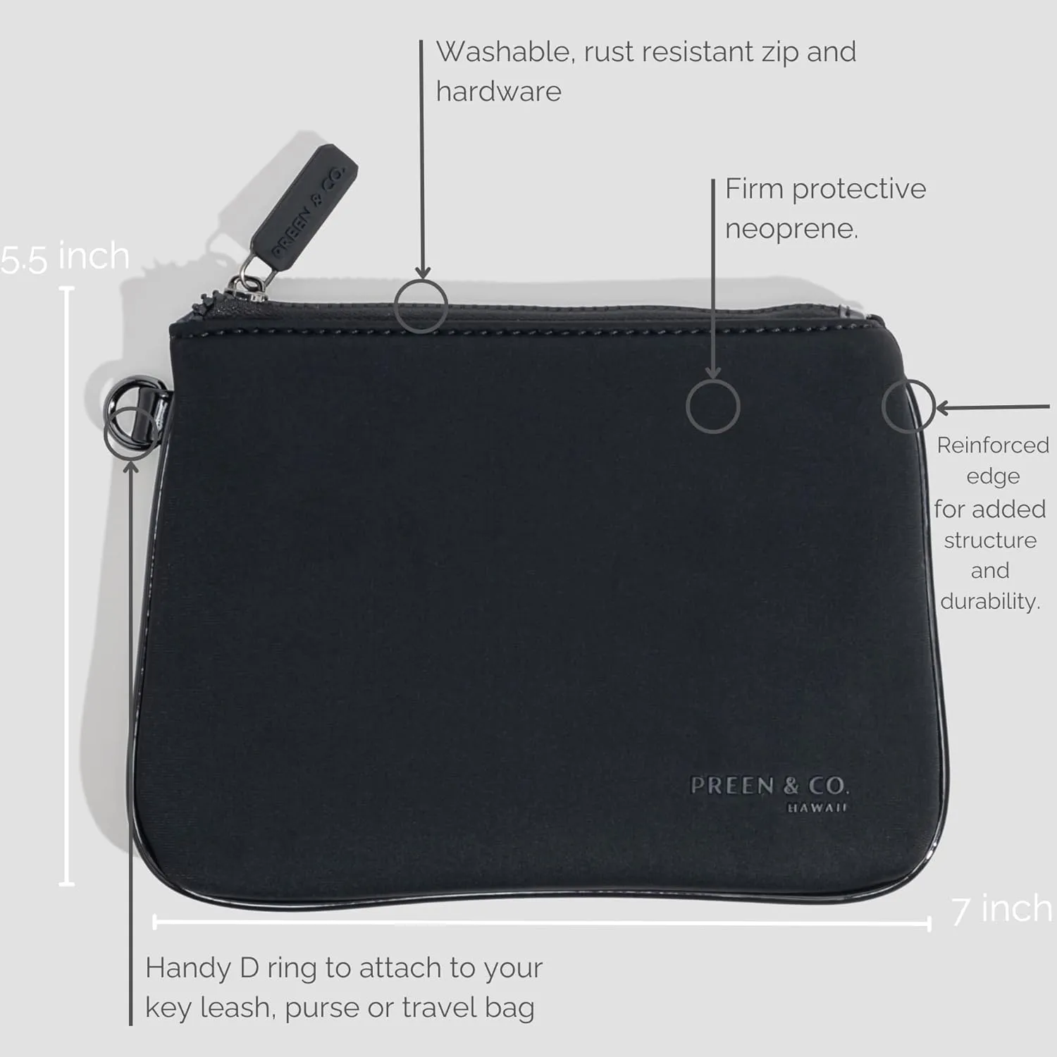Small, slim heat-resistant makeup beauty pouch for purse. Insulated cosmetic pouch helps protect makeup from melting, spoiling and expiring quickly. Makeup bag for car (Black Pouch)