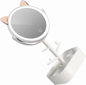 Smart Dimming Led Makeup Mirror with Swivel and Storage Case High-Definition Vanity Mirror for Bedroom Desktop Design with Led Lights for Detail Precision