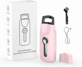 Smiling Shark Heated Eyelash Curlers, 2024 New 5D Push Heated Lash Curler with 3 Temp & 8s Quick Heating Up Tiny/Professional/Frosted Texture and Clear View Easy Curls Every Lash, ES-02(Pink)
