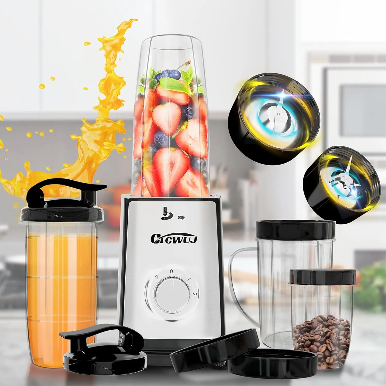 Smoothie Blender, Personal Blender for Shakes and Smoothies,12Pcs Coffee Grinder and Countertop Blenders Combo for Kitchen, Portable Smoothie Blenders with 10oz/17oz x2/23oz Cups (BLACK)