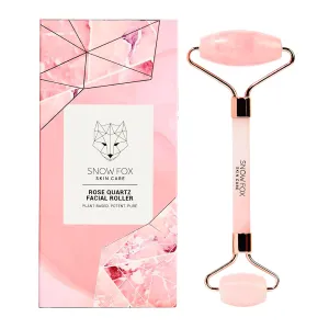 Snow Fox Skincare Hand-Carved Rose Quartz Facial Roller with Authentic Crystals