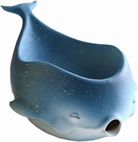 Soap Tray Sponge Holder Ceramic Keep Soap Dry Easy Cleaning Case Portable Whale Shark Soap Saver for Bar Sink Hotel Shower