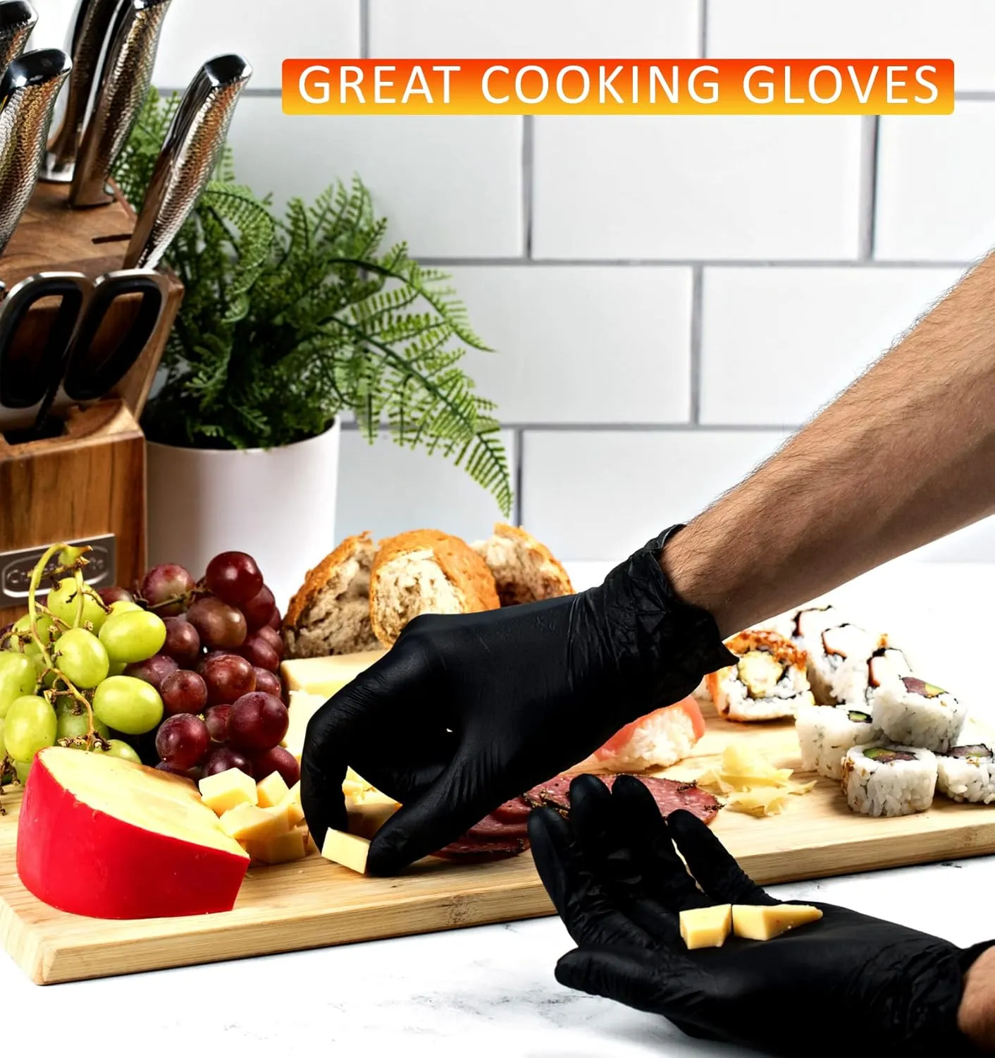 Soft Disposable Black Vinyl Gloves - 3 Mil Powder Free Black Disposable Gloves-Cooking Gloves Disposable Food Safe-Latex Free