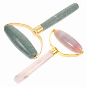 SOIMISS 2pcs Jade Rollers for Face Body Massage Tool Ergonomic Design Smooth Rolling for Skin Care Moisturizing Relaxation for Teens Adults Giving