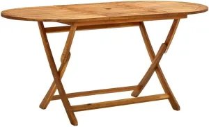 Solid Acacia Wood Outdoor Table Foldable Dining Camping Table, Folding Portable Garden Furniture, Medium Brown Teak Finish for Picnic, 160x160x75cm