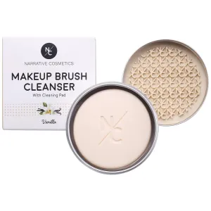 Solid Makeup Brush Cleanser Soap with Silicone Cleaning Pad, Cleans Natural & Synthetic Brushes, Vegan, Cruelty-Free, Natural Ingredients, Vanilla Fragrance, 2.45 Oz.