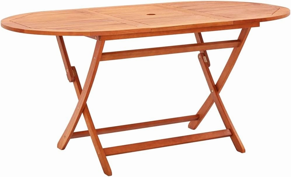 Solid Eucalyptus Wood Table for Outdoor Dining, Camping, and Picnics - Natural Finish, Foldable Design for Balcony and Garden Furniture Tables